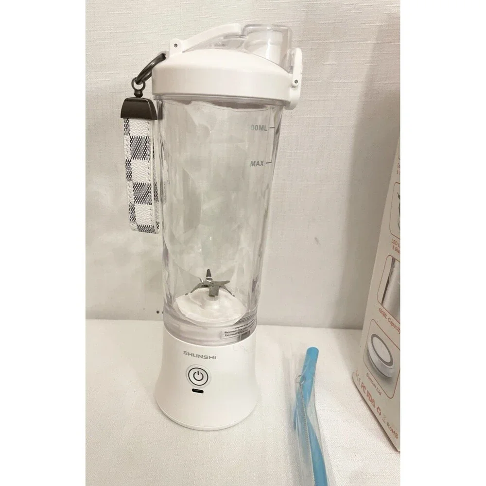 NEW Shunshi Portable Electric Blender 20oz USB Rechargeable White Travel To Go